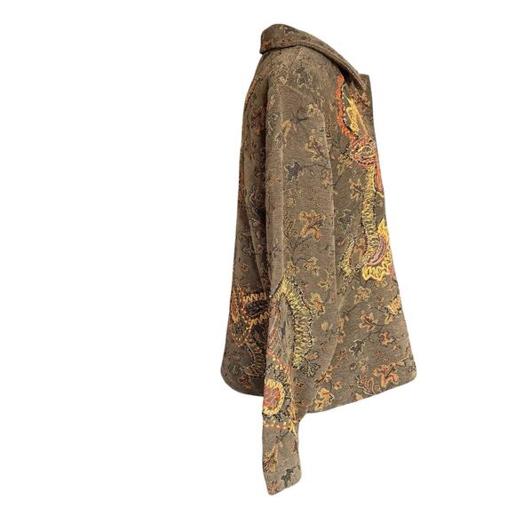 Coldwater Creek Jacket Women's Tapestry Sz Large Brown Embroidered Grandmacore - Picture 4 of 11